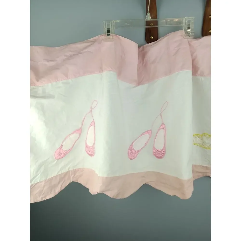 Ballet Recital Pink & White Ballet Embroidered Valance Curtain